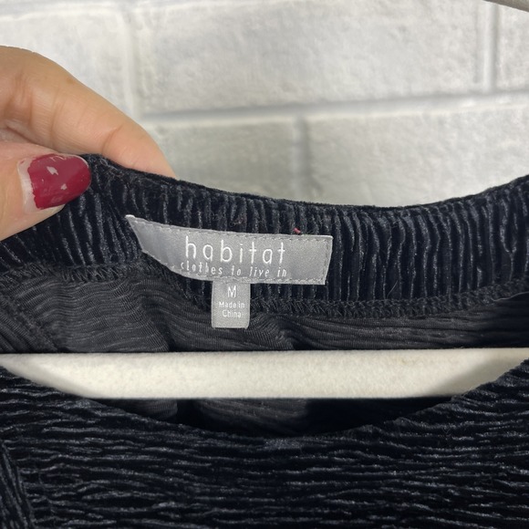 Habitat Black Textured Tunic Top Womens Size M Minimalist Lagenlook Casual - Picture 4 of 8